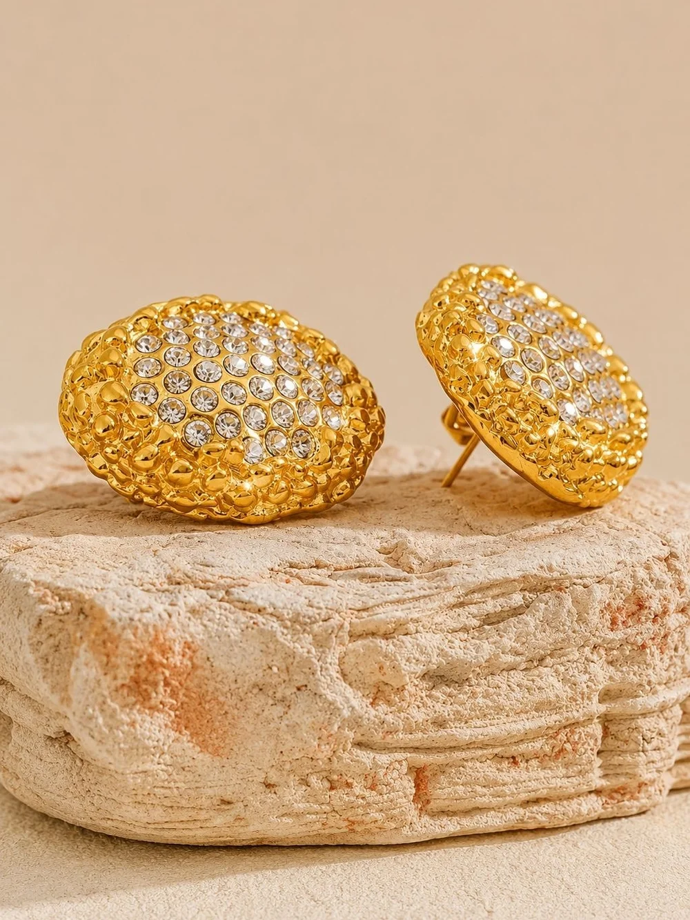 Gold Crystal Cluster Clip-On Earrings